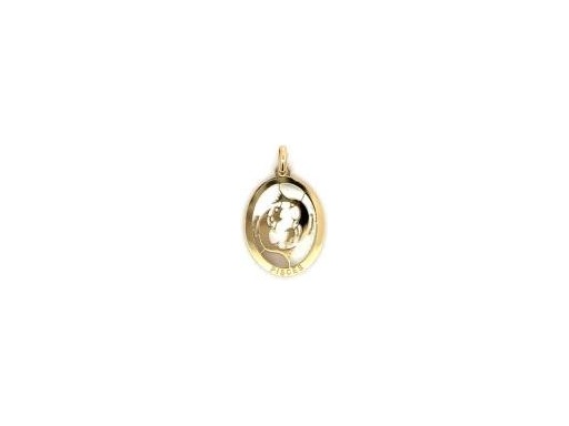 18K Yellow Gold Pisces Zodiac Pendant with Mother-of-Pearl Background